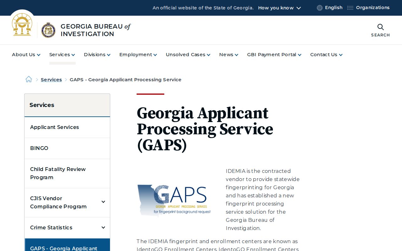 Coffee County criminal history GBI GAPS instructions