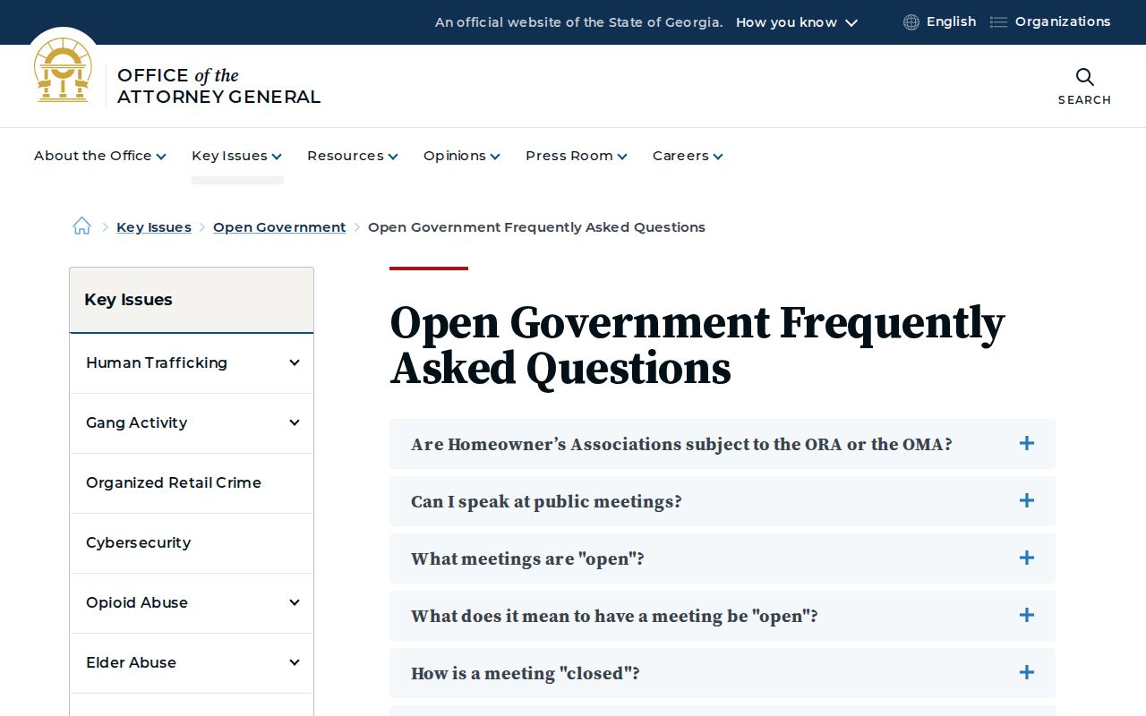 Coffee County criminal records Georgia Open Records Act guidance