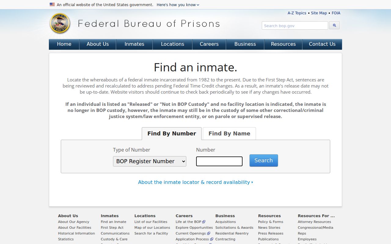 Coffee County arrest history and federal inmate locator distinction