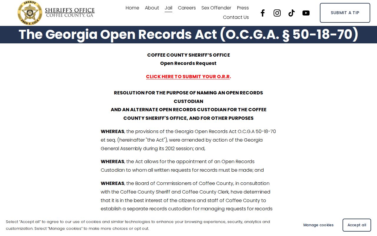 Coffee County arrest record open records route