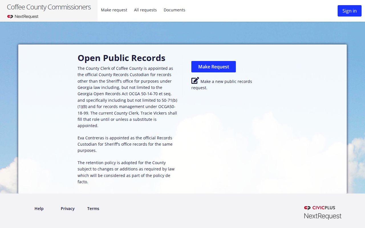 Coffee County arrest history NextRequest portal