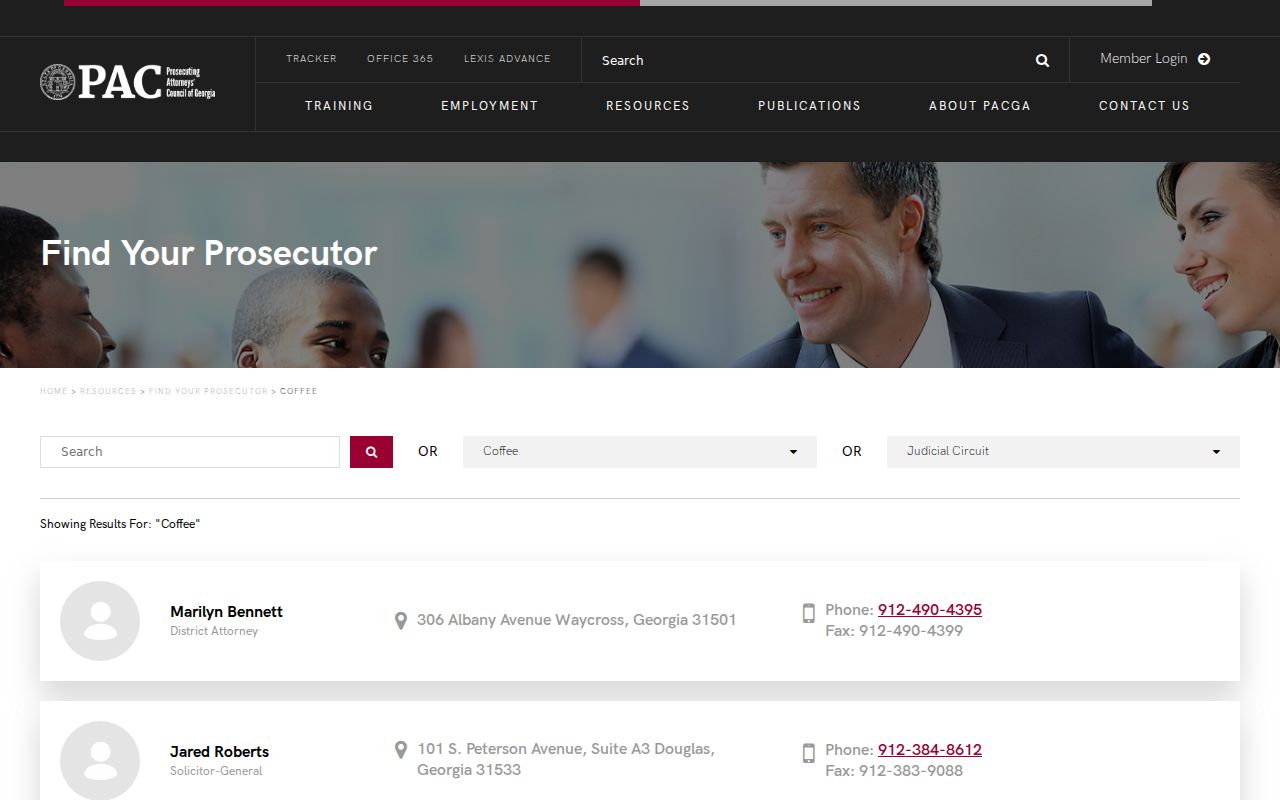 Coffee County criminal case prosecutor directory