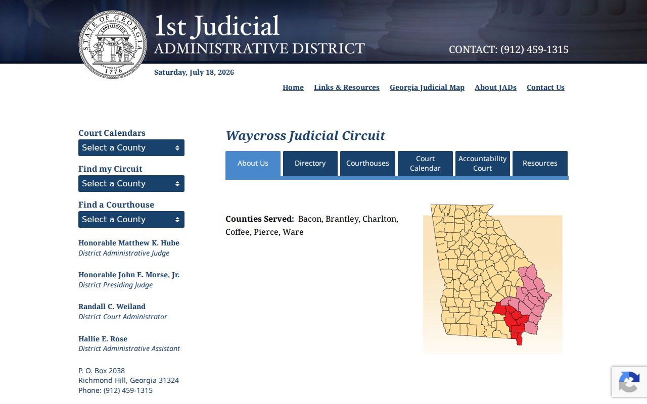Coffee County criminal court Waycross Circuit officials