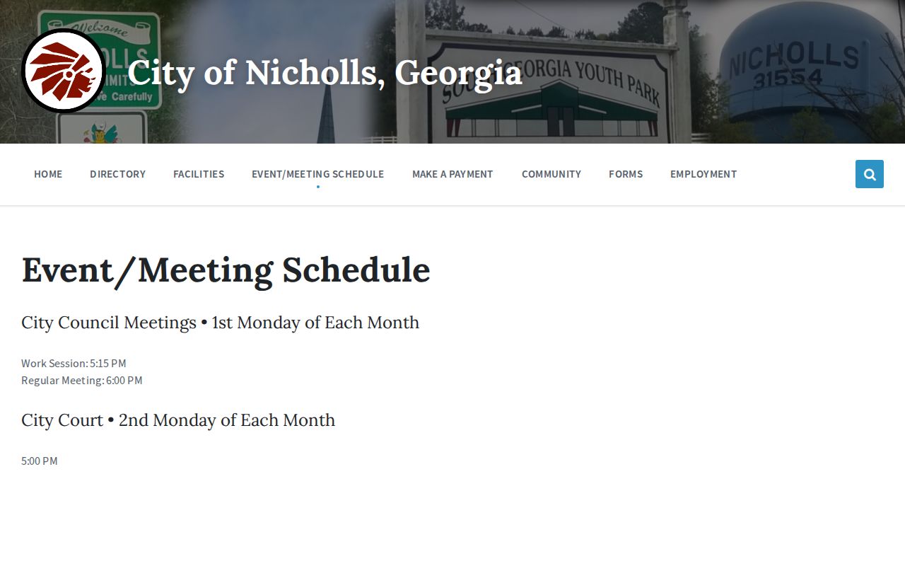 Nicholls criminal records City Court schedule